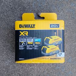 DEWALT XR 20V 1.7 AH 2-PACK BATTERIES Brand New 
