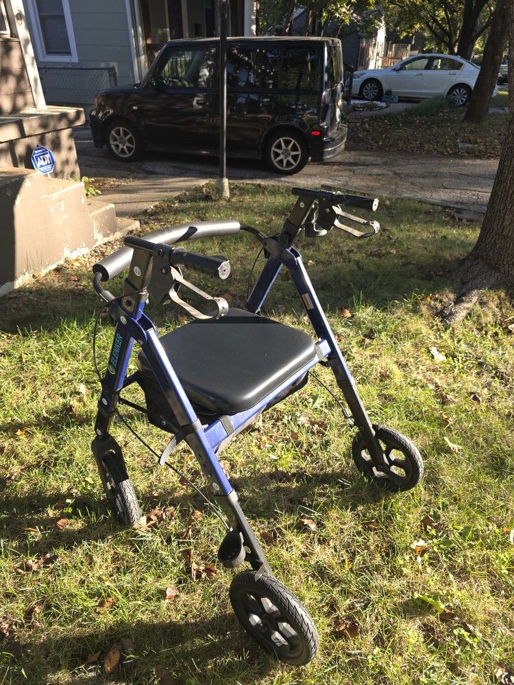 Elenker All Terrain Heavy Duty Walker With Extra Wide Seat For Elderly - 500lb