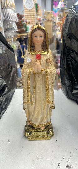 12" Rosa Mistica Imagen Estatua Mystic Rose Virgin Mary Catholic Gold Statue New