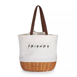 Friends Coronado Beige Canvas & Willow Basket Tote