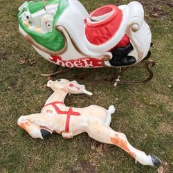 Blow Mold Santa Sleigh