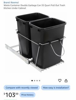 Waste Container Double Garbage Can 35 Quart Pull Out Trash Kitchen Under Cabinet