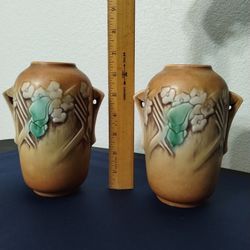 Roseville Clemana Brown Ceramic Vases