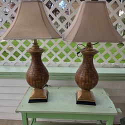 Mosaic Urn Table Lamp  37" Tall w/ Stunning Double Fabric Pagoda Shade