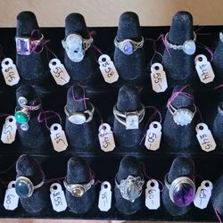 SIZE 6 STERLING SILVER AND GEMSTONE RINGS
