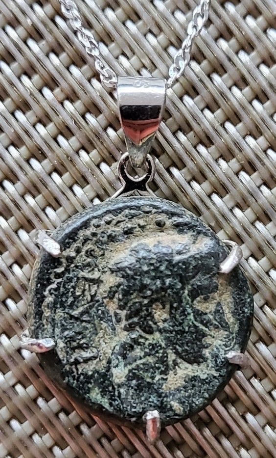 Authentic Genuine Ancient Bronze Roman Provincial Coin Emperor Caligula 925 Solid Sterling Silver Pendant Necklace