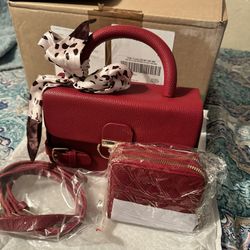 Small Red Purse With Scarf