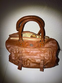 Caramel Brown Leather Traveling Bab