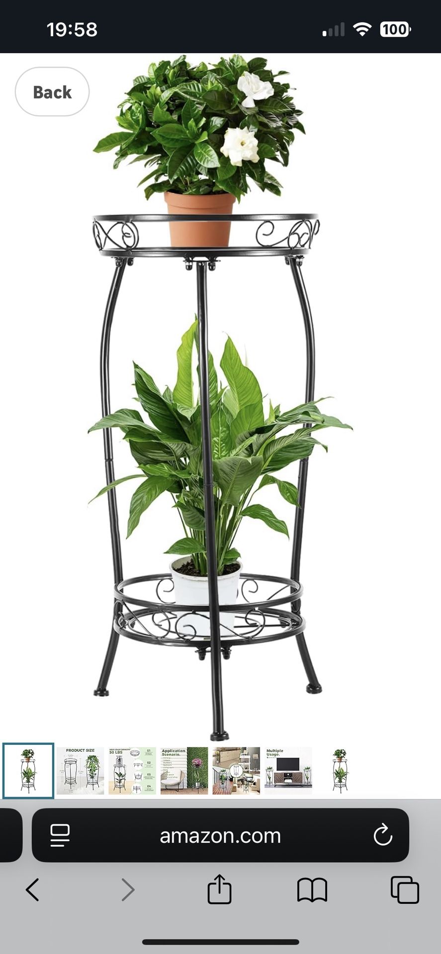 Plant Stand Indoor Outdoor 2 Tier 27" Tall Metal Potted Holder Rack Flower Pot Stand Heavy Duty Plant Shelf Rustproof Iron Multiple Plant Round Suppor