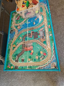 Wooden Train Track Set with Activity Table – Complete Set