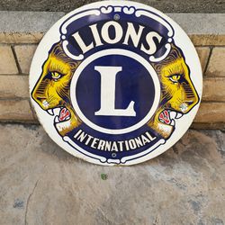 Large Size Lions Club Sign Heavy Maybe Thin Porcelain 