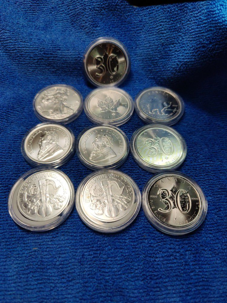 10- .999 Silver Ounces-4 Different Countries