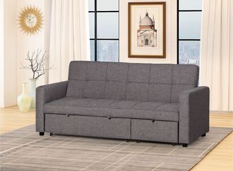 Brand new 89" x 61" grey linen convertible sofa bed