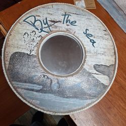 "By the Sea" round wooden wall art