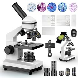 Microscope Kit 100X–2000X for Kids & Students – Phone Adapter + Slides Included