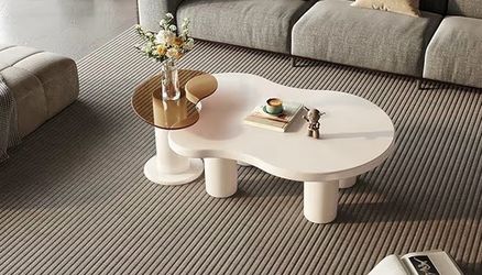 Modern Cloud Coffee Table Set with Nested Glass Side Table