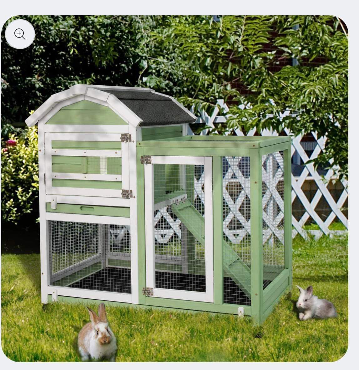 Petscosset Pet-07 Green Waterproof Wood Rabbit Hutch Outdoor Bunny Cage