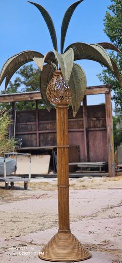 **RARE** Vintage Mario Lopez Torres Inspired Rattan Wicker Pineapple Floor Lamp