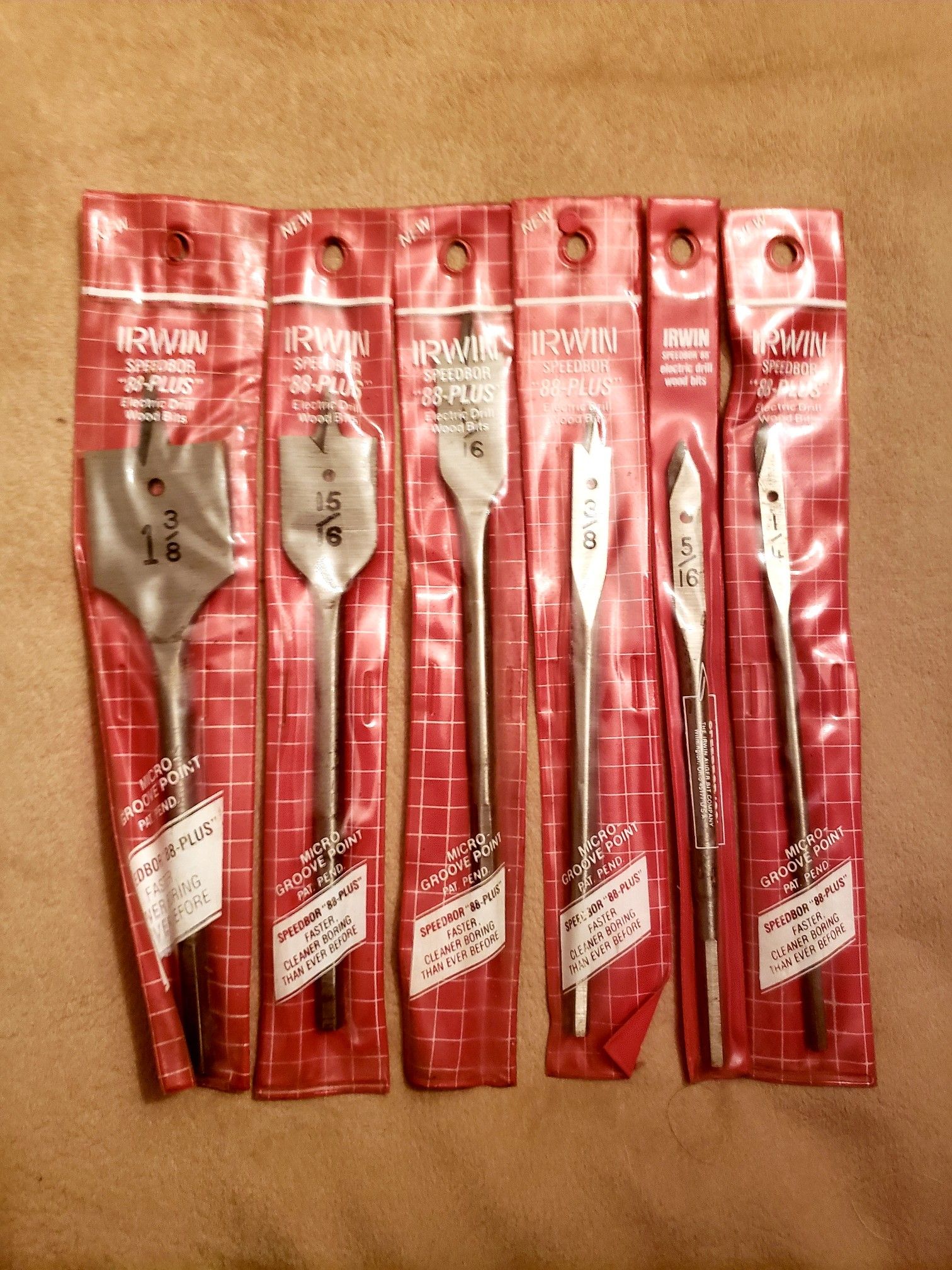 Vintage Hardly Used Irwin Speedbor 88-Plus Set of 6 Electric Drill Wood Bits