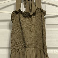 Prettygarden Olive Green Halter Dress 