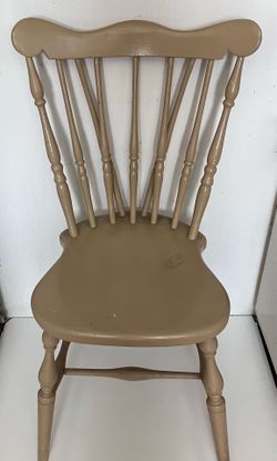 34 Inch Tall Wood Classic Type Waved Beige Painted Chair