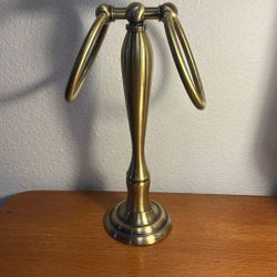 Vintage Freestanding Brass Towel Holder