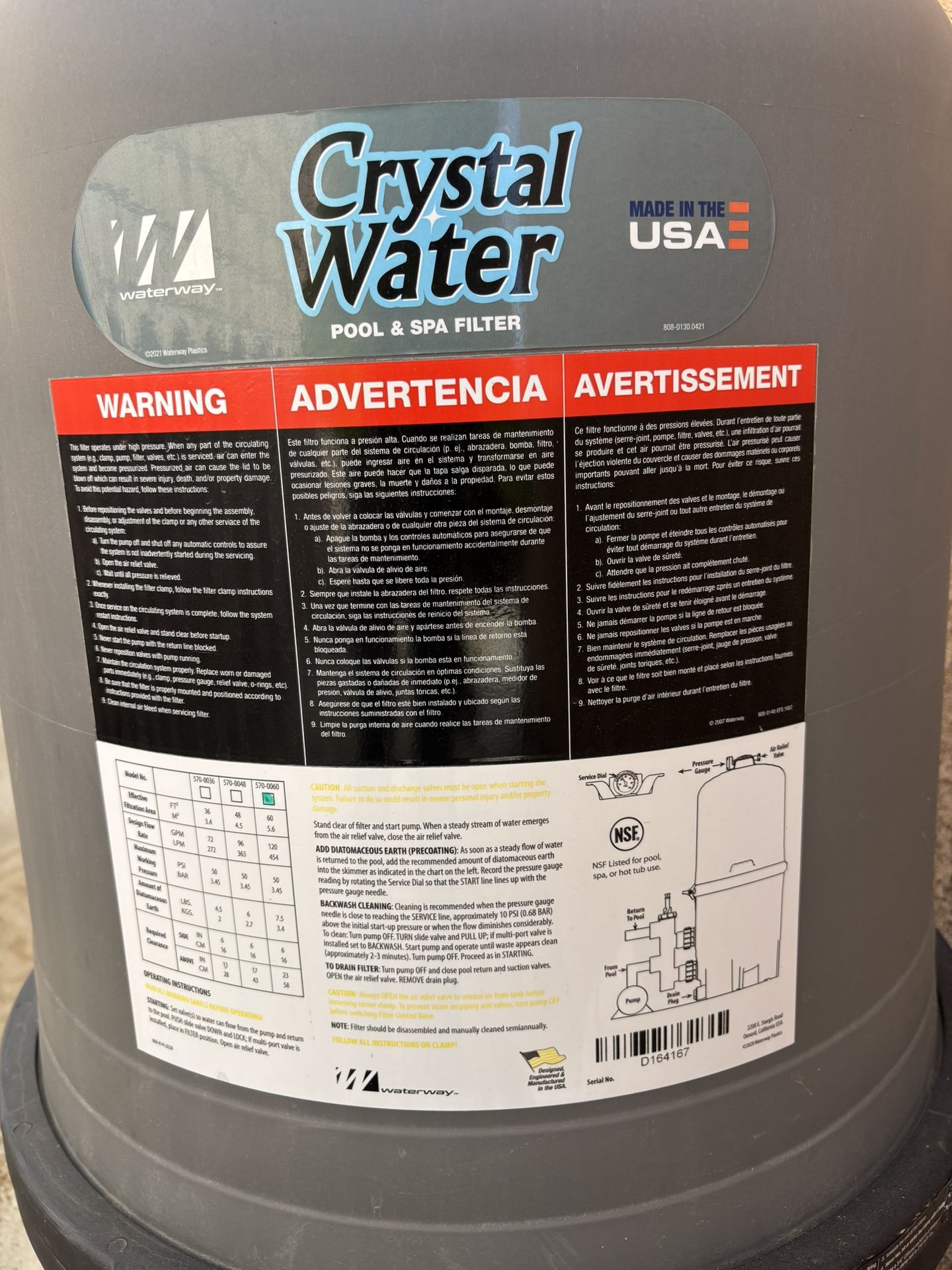 Crystal Water Pool, And Spa Filter