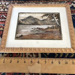 Framed Oil Painting On Board Mountains River Landscape  (Old)