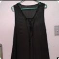 Brand New - Sleeveless Black Sheer Ribbed Sleeveless Cover-Up Top - Lace-Up Front