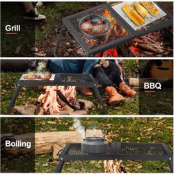 Folding campfire grill