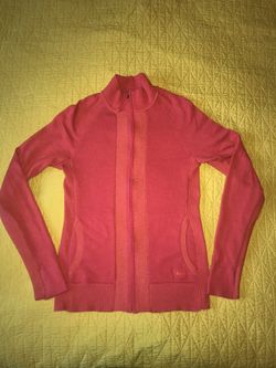 REI Rendezvous CoolMax Orange Full Zip Cardigan Lightweight Sweater M Women’s