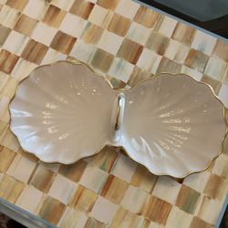 Lenox Divided Clam Shell Nut Candy Dish with Handle- 9 inches 