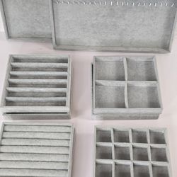 ANY 2 SETS MIX & MATCH 
M.M.A New Storage Trays Gray Soft Velvet Jewelry  Display Earrings Necklaces Pendants TrayS  