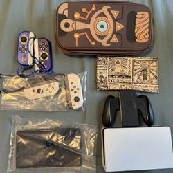 Nintendo Switch OLED with 256 SD Card And Collectible Accessories