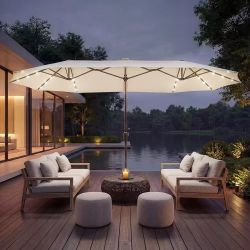 Large Outdoor Patio Umbrella with LED Lights