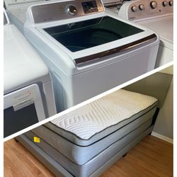 🔥 BED FRAME + MATTRESS + BOX SPRING + WASHER & DRYER SPECIAL – $750 🔥 