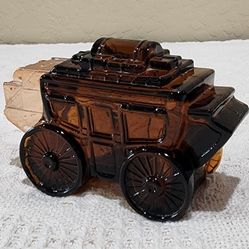 EMPTY  Vintage Avon Western STAGECOACH Collectors Brown Glass Bottle Decor