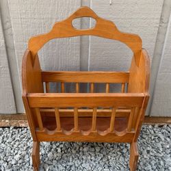 Vintage Wood Magazine Rack Stand Home Decor Accent