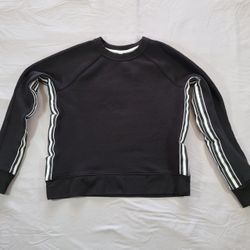 Athleta Black White 24/7 Striped Pullover Crewneck Sweatshirt Women’s Size XS