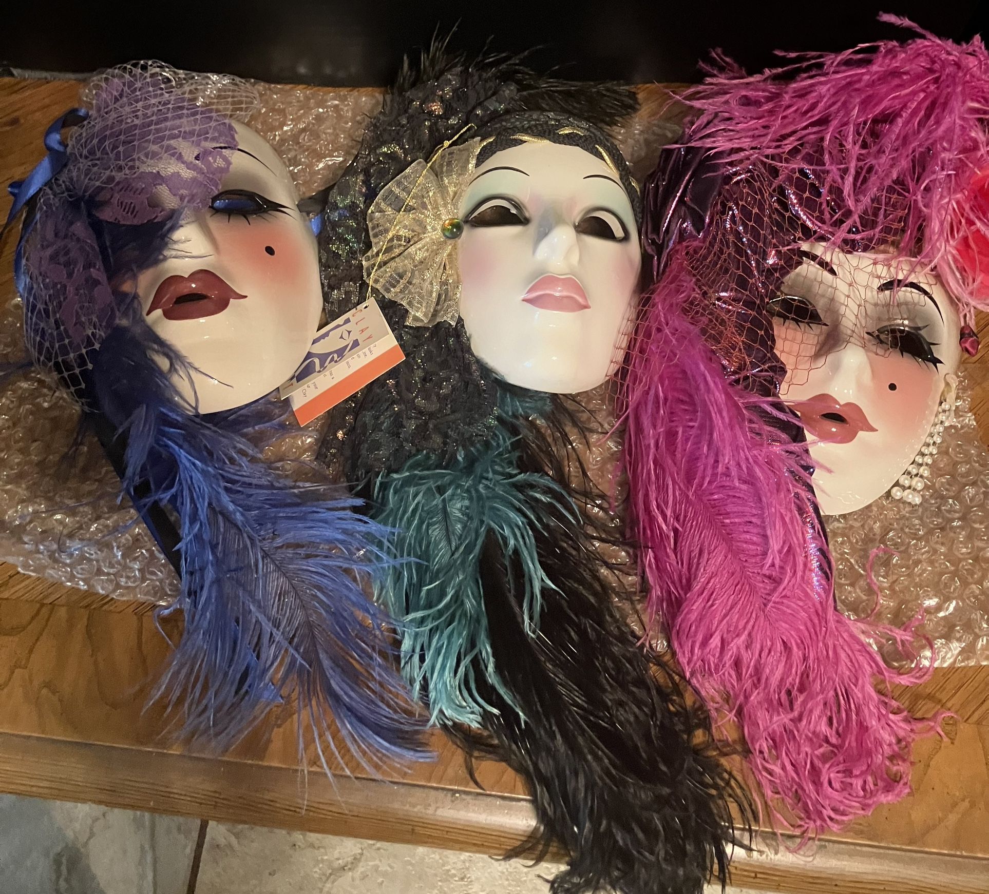 Vintage Collectable Clay Art Masks-2 Signed & Numbered