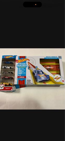 HOT WHEELS TRACK BUILDER + PACK OF 5 CORVETTE  HOT WHEELS.  NOT OPENED. BOTH FOR $18.00.