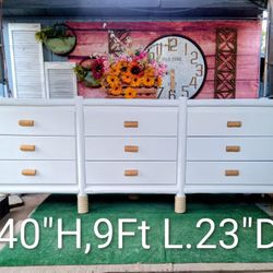 Super Long Rustic Log Cabin Solid Wood 9/Drawer Dresser 