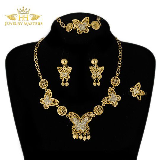 18K GF 4 pieces Butterfly Necklace Set. Perfect Gift for Mothers Day. Comes in Free Gift Box.