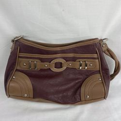 Used Rosetti Purse Handbag Braided Handles BROWN Burgundy Free Shipping