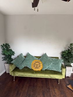 Sage green futon suede couch