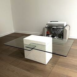 post-modern 2 tiered glass coffee table