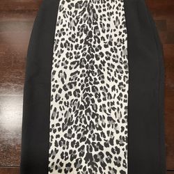 WHITE HOUSE BLACK MARKET POLY RAYON SPANDEX LEOPARD PRINT PRNCIL SKIRT