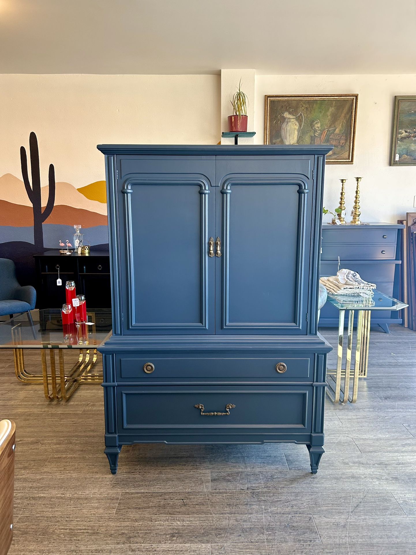 Beautiful Navy Blue Armoire / Upright Dresser