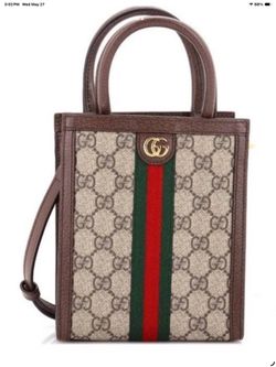 GUCCI MINI CROSSBODY BAG.  Model: Ophidia Convertible Tote GG Coated Canvas Super Mini