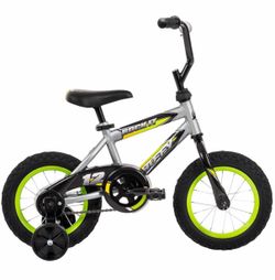 Huffy 12" Rock It Kids' Bike, Fits Riders 37" - 42", Gray/Green, Youth, Boys
